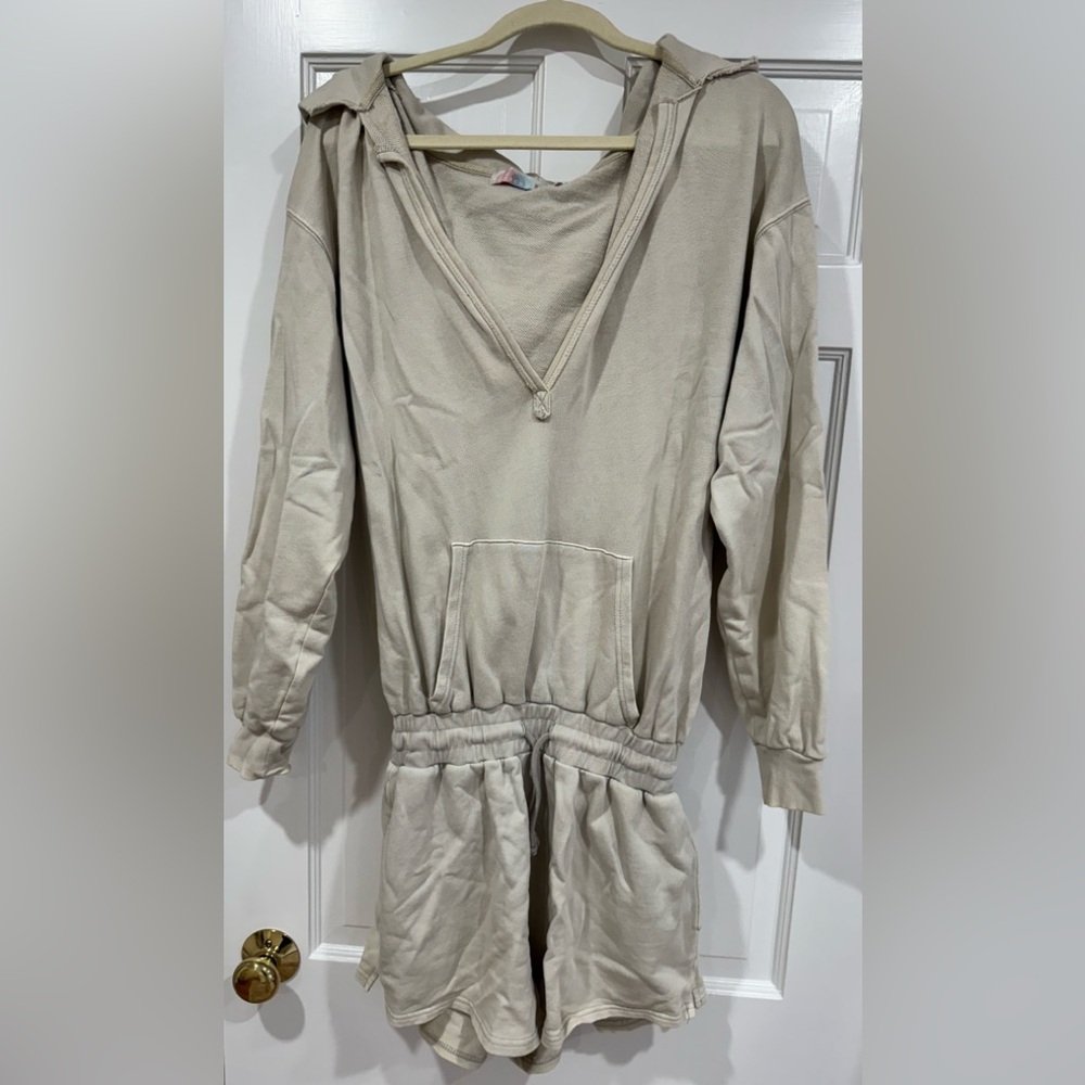 Free People Womens Cream Hooded Romper